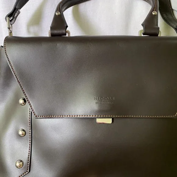 NICOLI Italian Leather Studded Large Satchel Bag - Picture 5 of 9